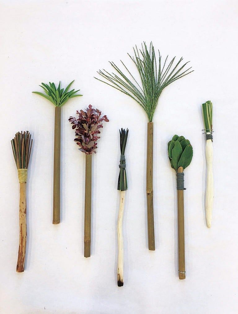 Emily Carr Associate Professor, Mimi Gellman created homemade, plant-material brushes made from found materials. (Mimi Gellman and Yaaz Pillay)