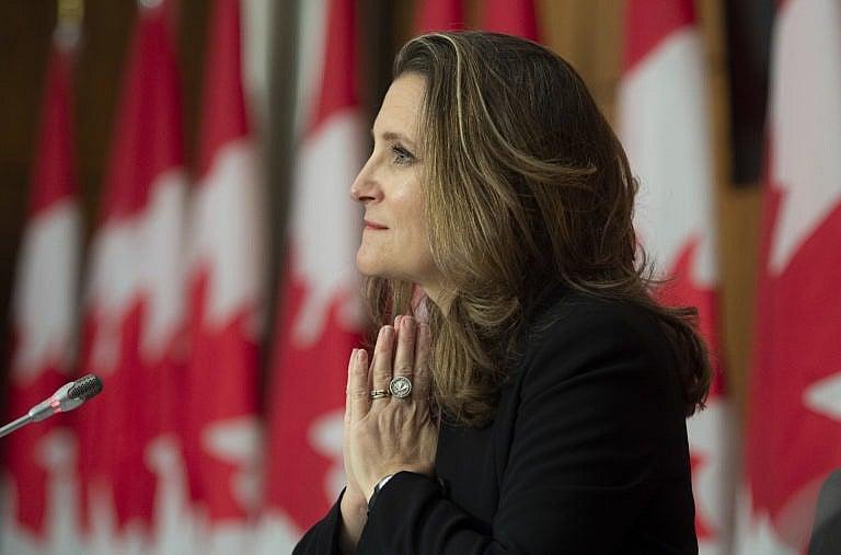 Freeland attends a news conference in Ottawa on Nov. 30, 2020 (CP/Adrian Wyld)