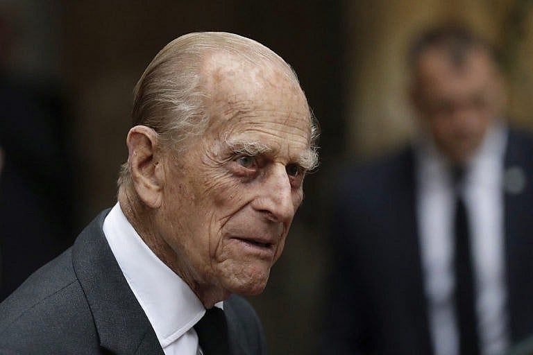Britain's Prince Philip, Duke of Edinburgh leaves after attending the funeral service of the 2nd Countess Mountbatten of Burma, Patricia Knatchbull at St Paul's Church in Knightsbridge, London on June 27, 2017. (Photo by Matt Dunham / POOL / AFP) (Photo by MATT DUNHAM/POOL/AFP via Getty Images)
