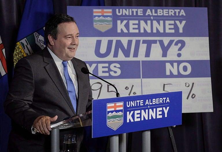 Kenney announces the results of the referendum on unity in Calgary on July 22, 2017 (Jeff McIntosh/CP)