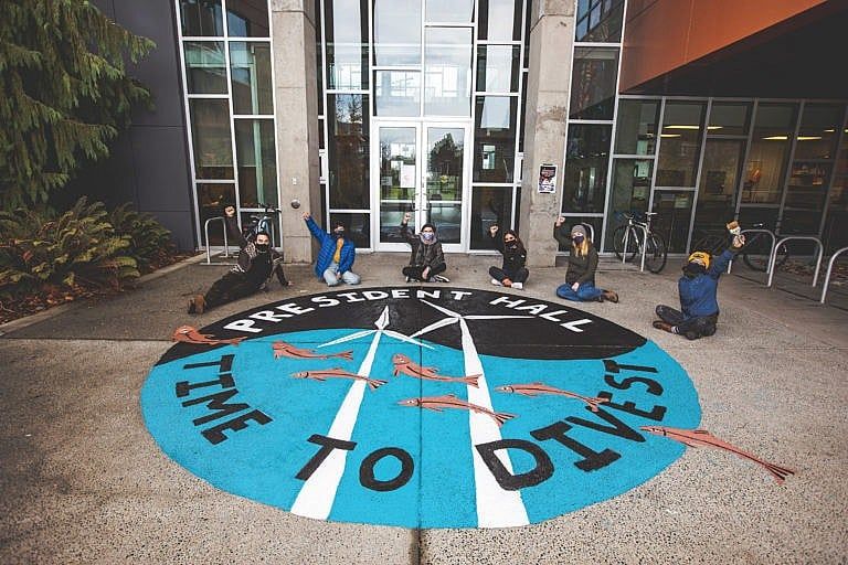 The University of Victoria divested its working capital fund of fossil fuels after students held a protest at the school’s administrative building (Colin Smith)