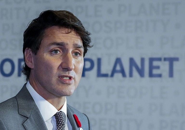 Justin Trudeau during the G20 Summit in Rome, Italy, on Oct. 31, 2021. (Sean Kilpatrick/Canadian Press)