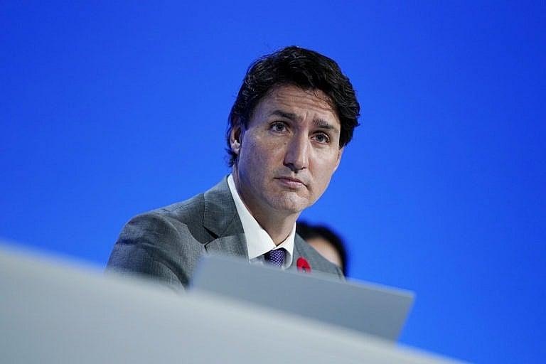 Justin Trudeau at the COP26 U.N. Climate Summit, Nov. 2, 2021, in Glasgow, Scotland. (AP Photo/Evan Vucci)