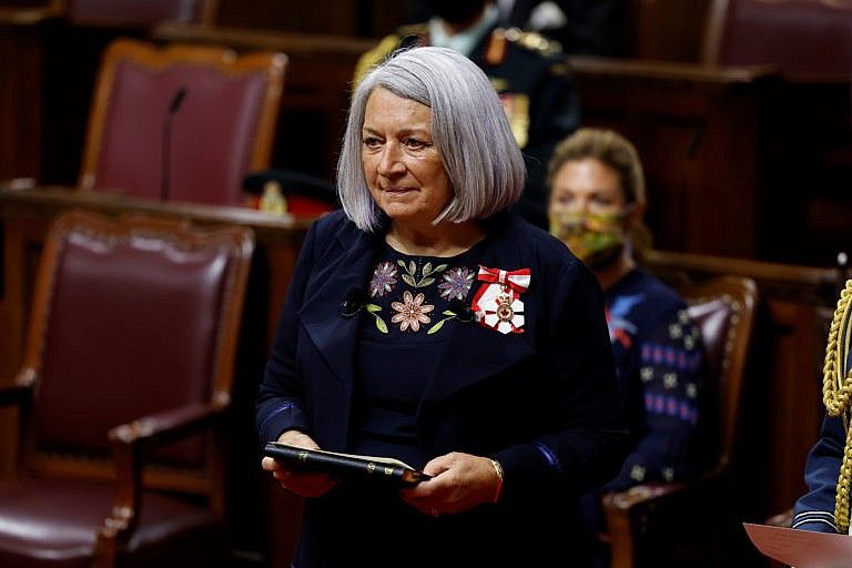 Throne Speech 2021, Mary Simon is sworn in as the Governor General of Canada during a ceremony in the Senate chamber in Ottawa on Monday, July 26, 2021. THE CANADAIAN PRESS/Blair Gable - POOL