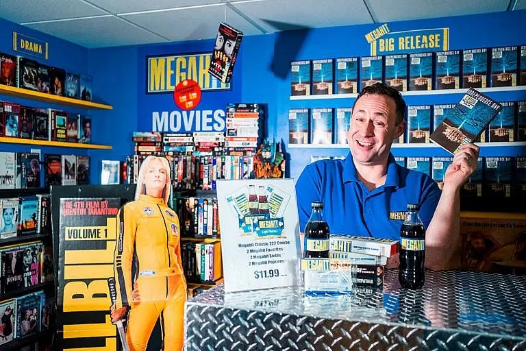 Lynch in his basement Blockbuster Video store in St. John's, Nfld.(Photograph by Alex Stead)