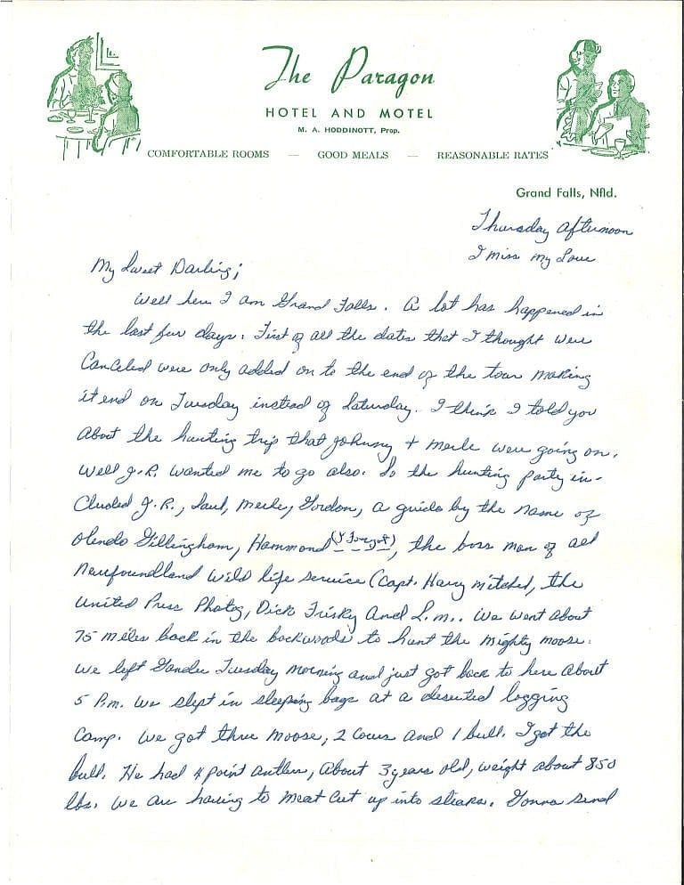 First page of a 961 letter from Luther Perkins to Margie Perkins Beaver. (Courtesy of Margie Perkins Beaver)