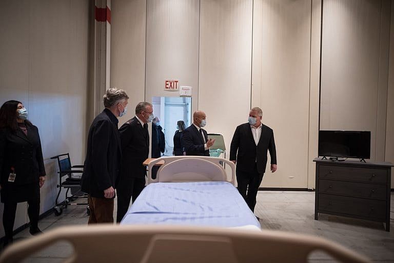 Ford tours the Specialized Care Centre, run by The Salvation Army Toronto Grace Health Centre on Jan. 4, 2022 (Tijana Martin/CP)