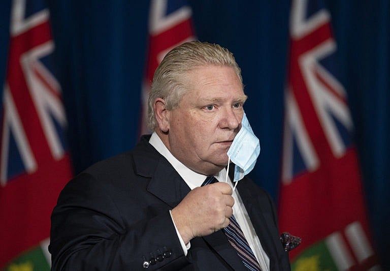 Ford arrives to a press conference at Queen’s Park on Jan. 20, 2022 (Nathan Denette/CP)