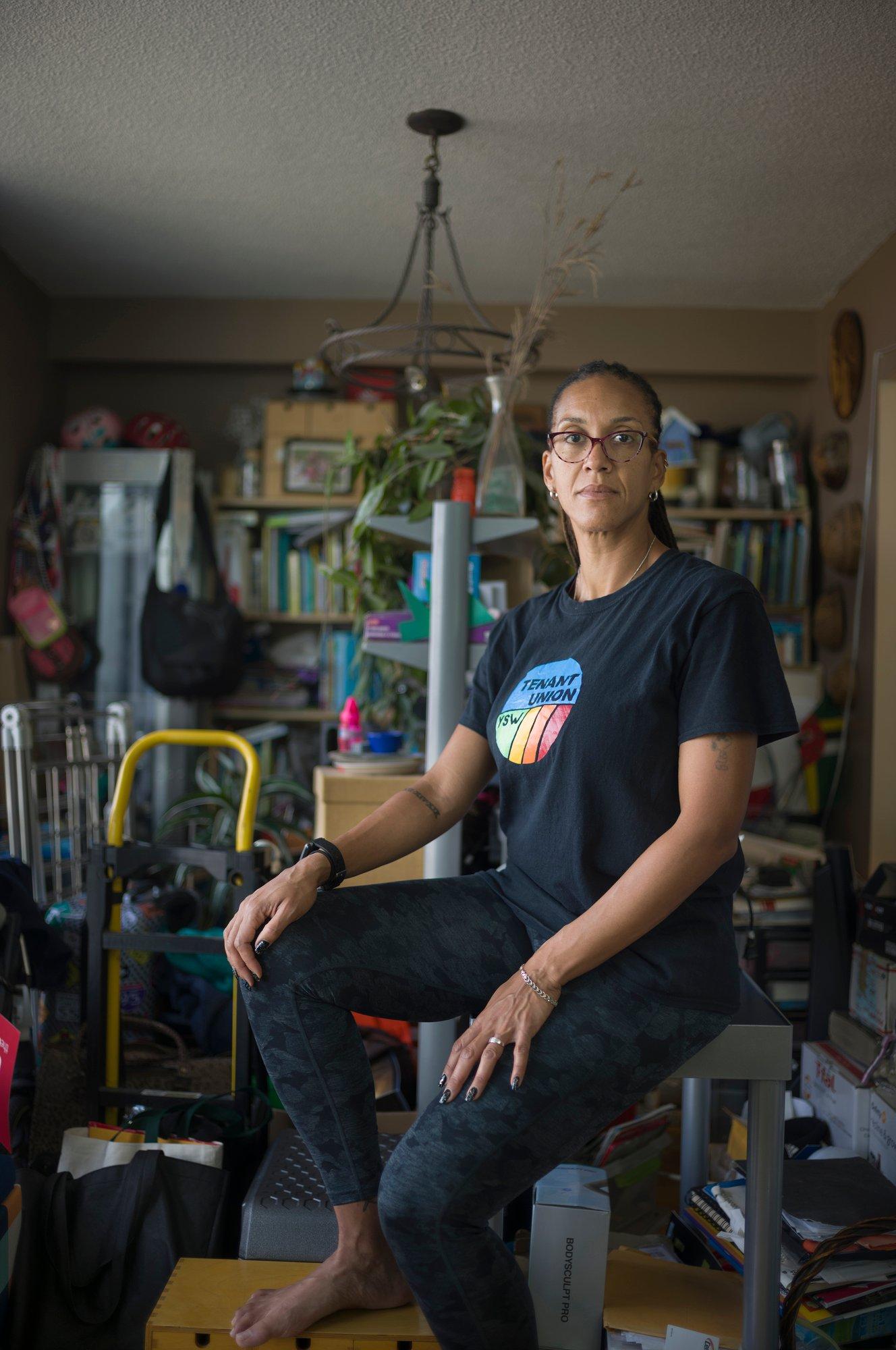 York South-Weston Tenant Union organizer Sharlene Henry, pictured here at her apartment in Toronto. After a series of above-guideline rent hikes, Henryâs rent is now more than 50 per cent higher than when she first moved in. (Photograph by Ian Willms)