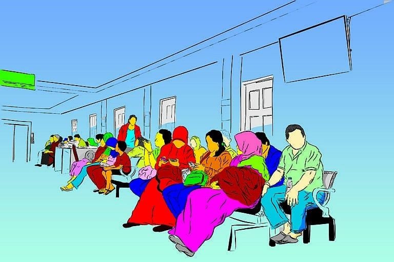 An illustration of people waiting in an emergency room