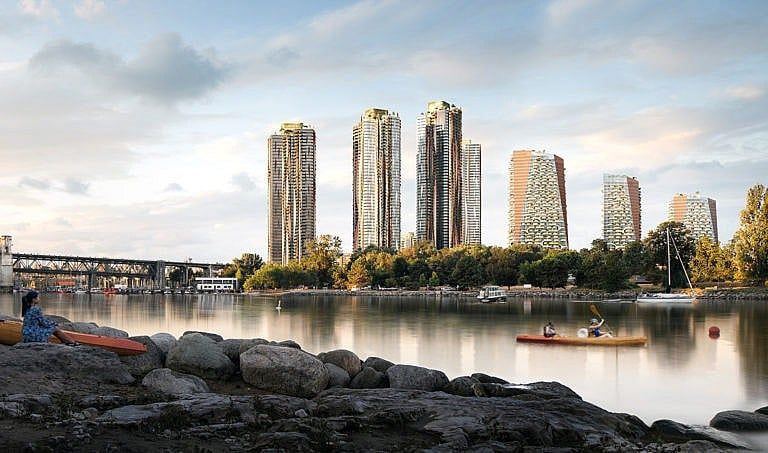 An image of a city shoreline with several skyscrapers